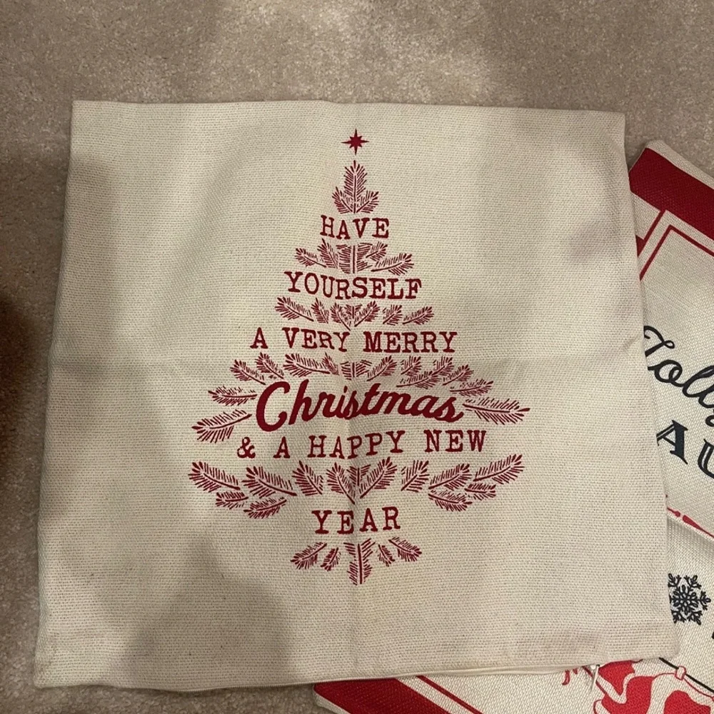 Farmhouse Christmas Throw Pillow Covers Set of 2 Lot